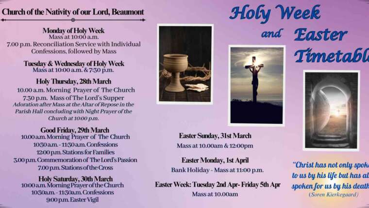 Holy Week & Easter Timetable