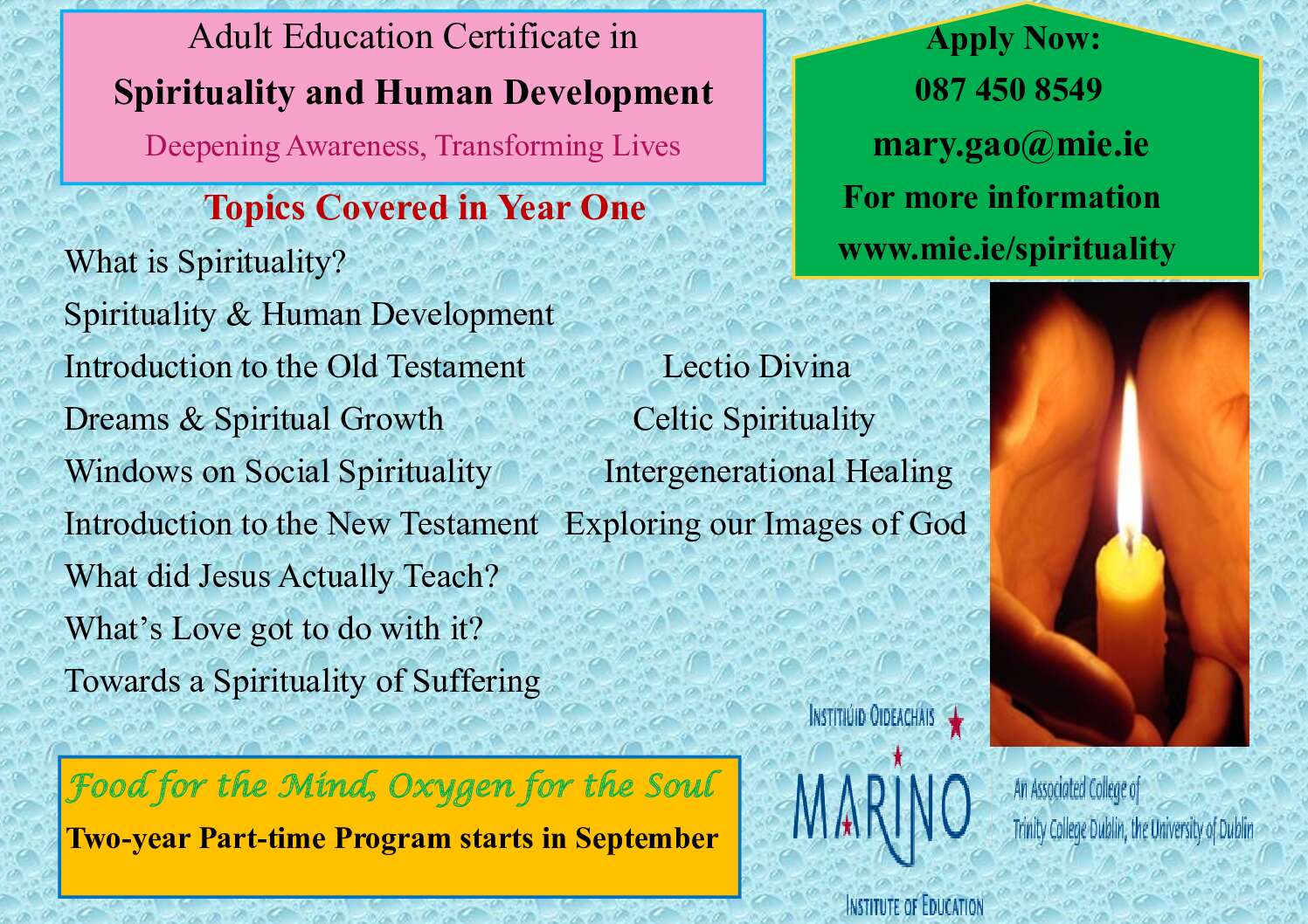 Adult Education Certificate in Spirituality and Human Development